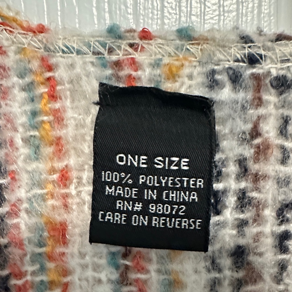 Striped Multicolor Shawl Open Wrap Poncho - Picture 2 of 8